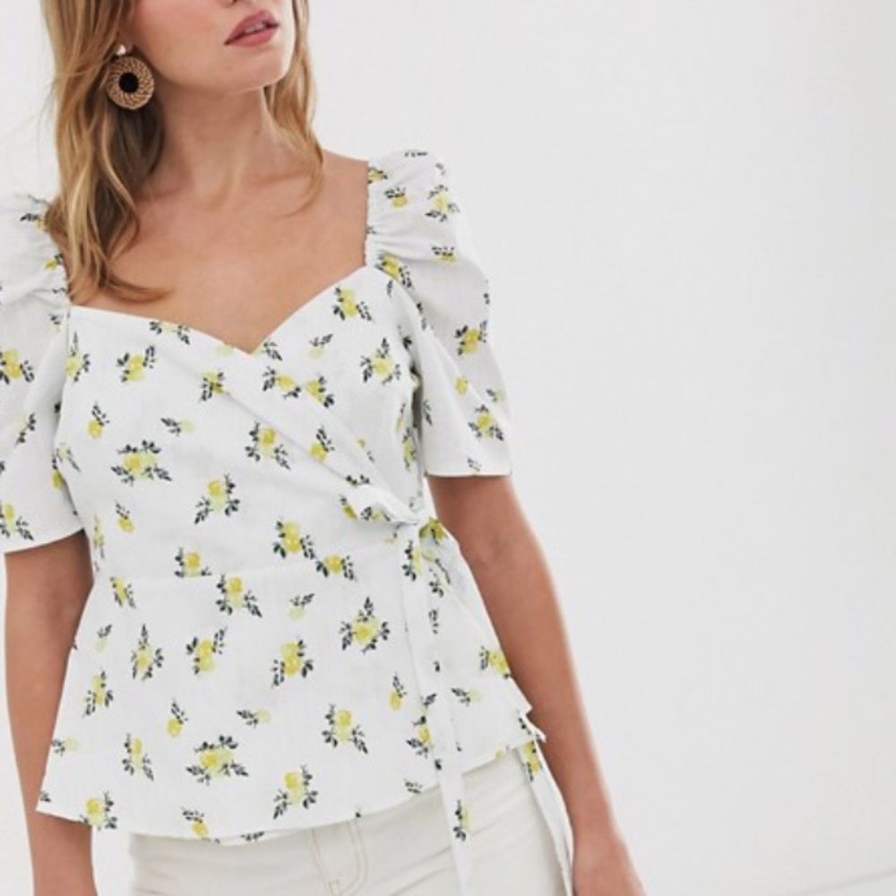 ASOS Floral wrap top blouse NWT